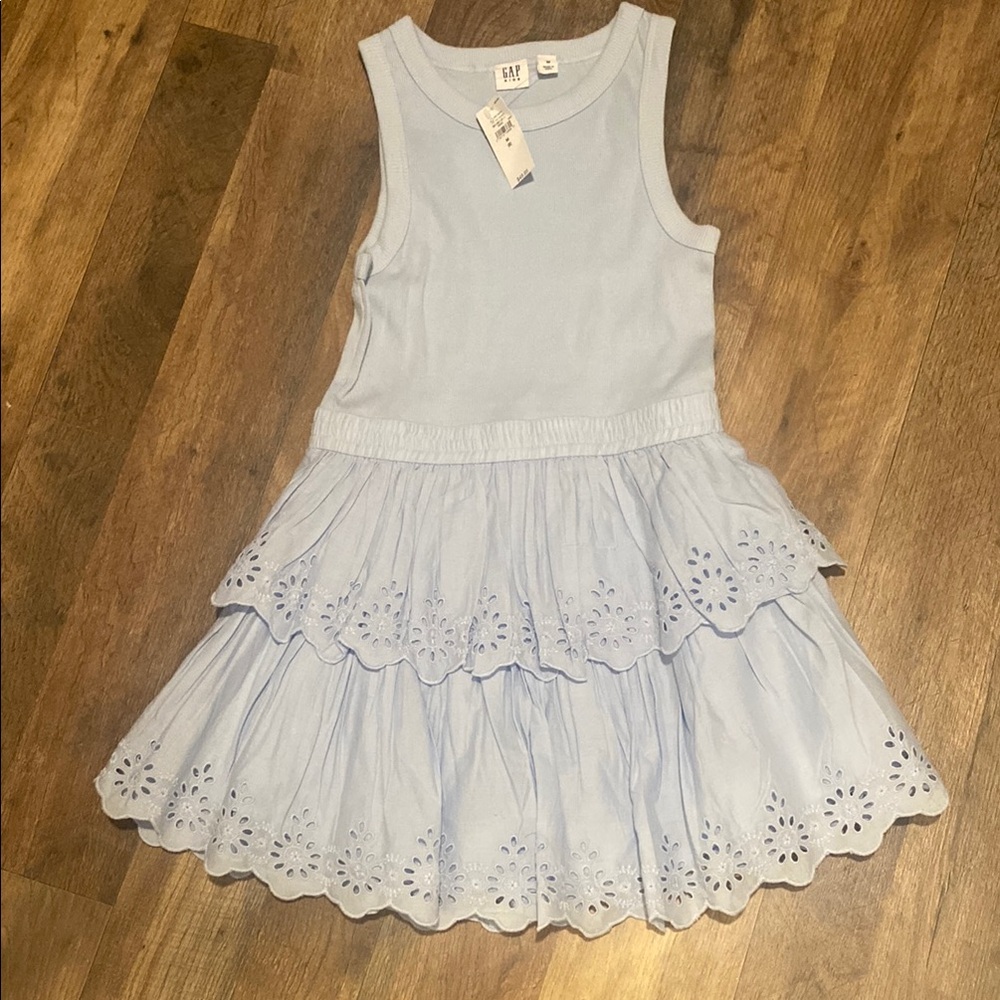 NWT Light Blue Eyelet Tiered Dress Gap